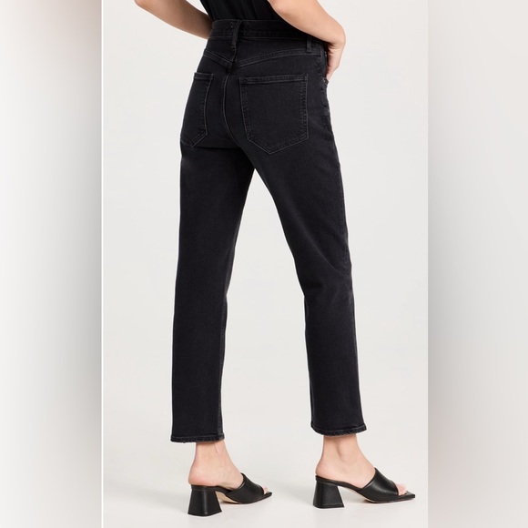AGOLDE, Riley High Rise Straight Leg Cropped jeans, button fly, Black, size 27 - Picture 3 of 9